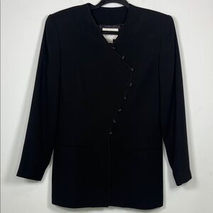 Jacqueline Ferrar Women's Elegant Black Button Up Blazer‎ Jacket Size 6